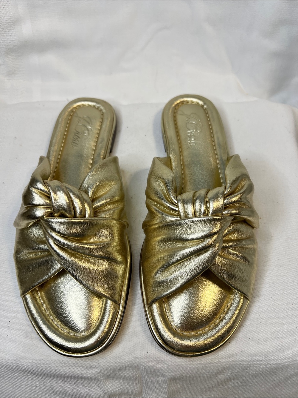 NWOT J. Crew Menorca Leather Twisted Knot Sandal. Bright gold. Women’s size 7 - Picture 2 of 7